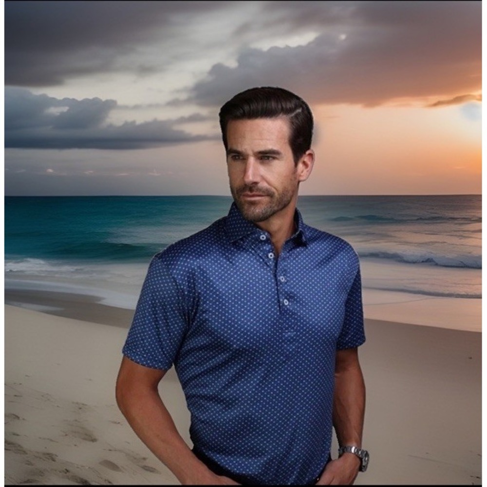 Collars and Co Short Sleeve Polo - Los Cabos Blue Star - Size X-Large 24/32
